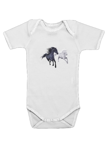  Horse freedom in the snow for Baby short sleeve onesies