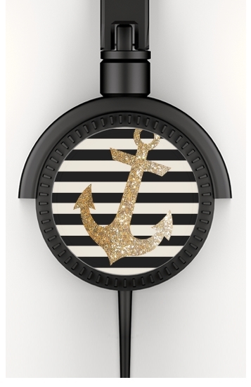  gold glitter anchor in black for Stereo Headphones To custom