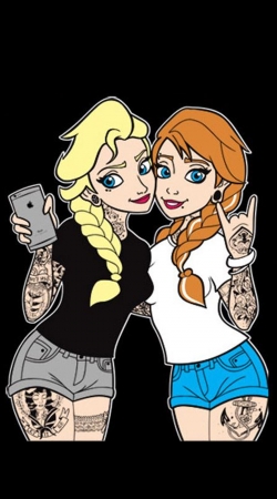 cover Sisters Selfie Tatoo Punk Elsa Anna