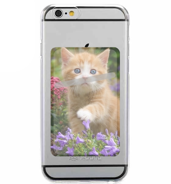  Cute ginger kitten in a flowery garden, lovely and enchanting cat for Adhesive Slot Card