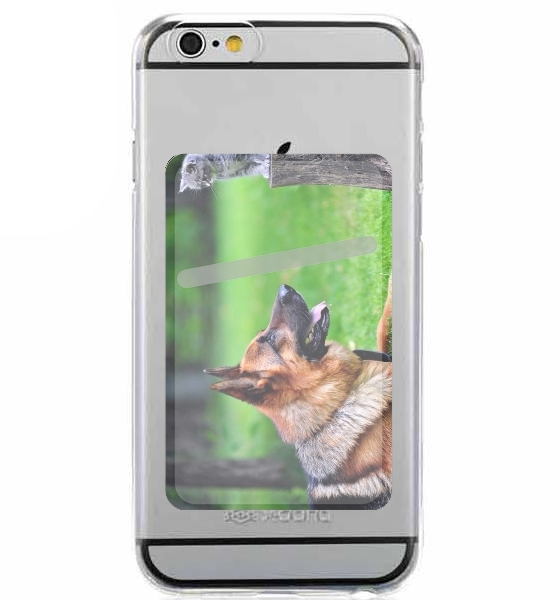  German shepherd with cat for Adhesive Slot Card