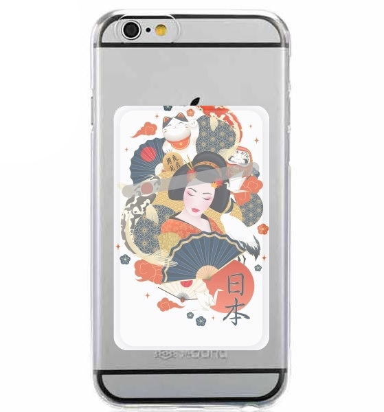  Japanese geisha surrounded with colorful carps for Adhesive Slot Card