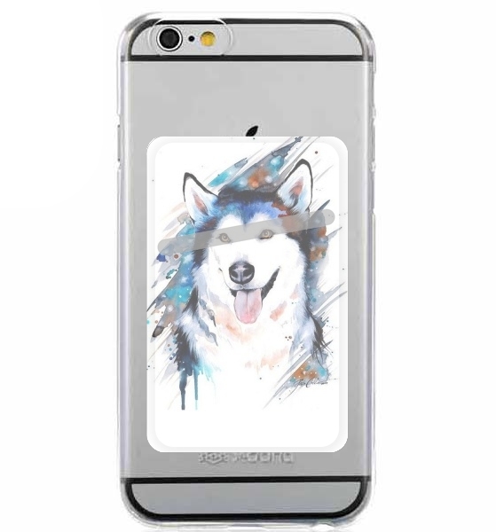   siberian husky watercolor for Adhesive Slot Card