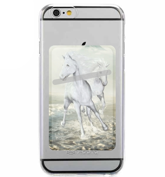  White Horses on the beach for Adhesive Slot Card