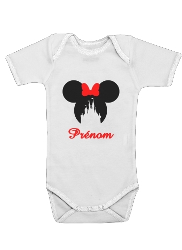  castle Minnie Face with custom name for Baby short sleeve onesies