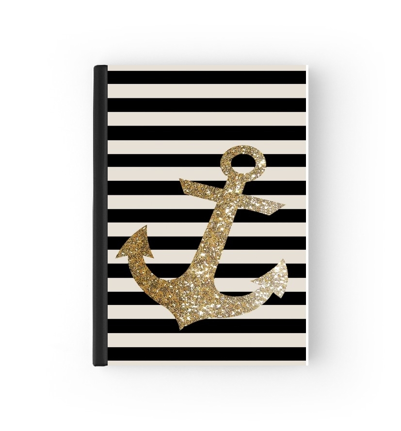  gold glitter anchor in black for passport cover