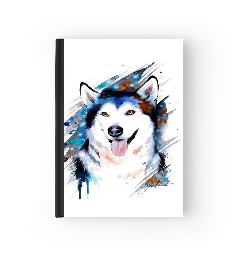   siberian husky watercolor for passport cover