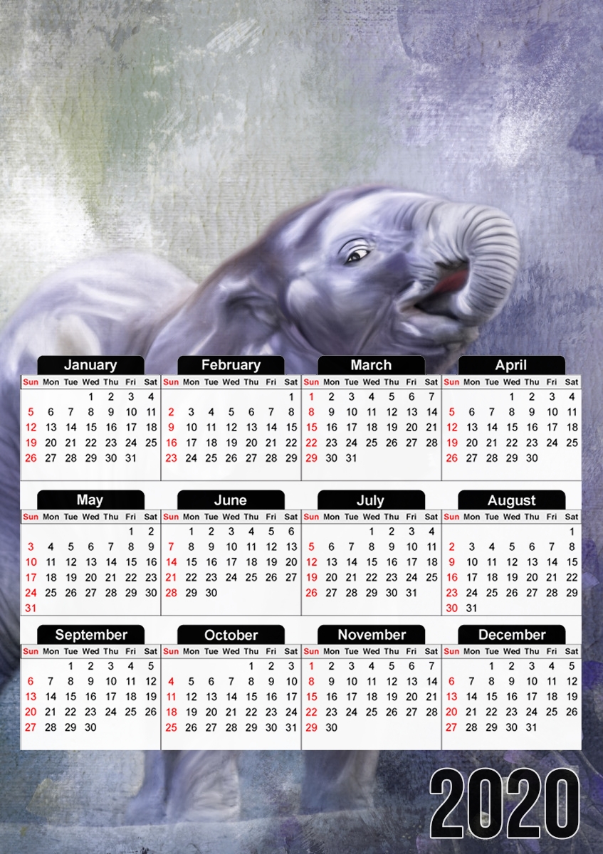  A cute baby elephant for A3 Photo Calendar 30x43cm