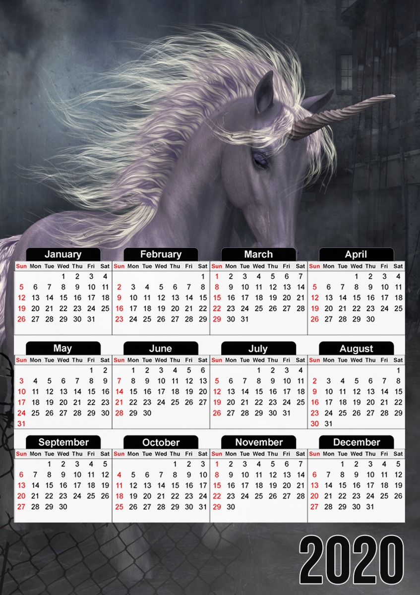  A dreamlike Unicorn walking through a destroyed city for A3 Photo Calendar 30x43cm