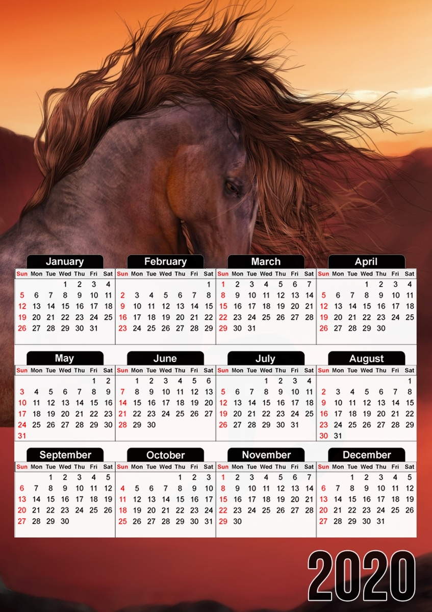  A Horse In The Sunset for A3 Photo Calendar 30x43cm