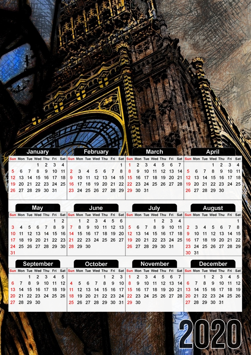  Abstract Big Ben London for A3 Photo Calendar 30x43cm