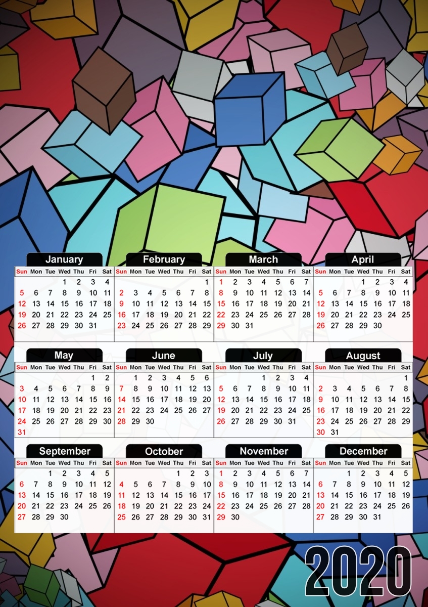  Abstract Cool Cubes for A3 Photo Calendar 30x43cm