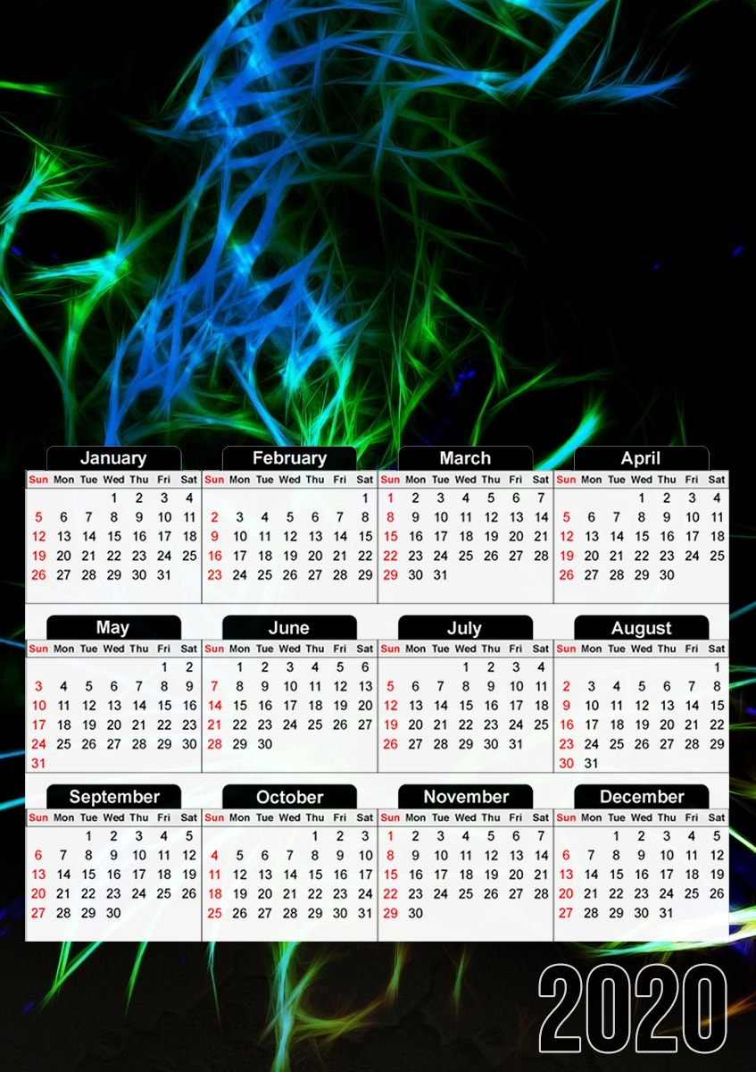  Abstract neon Leopard for A3 Photo Calendar 30x43cm