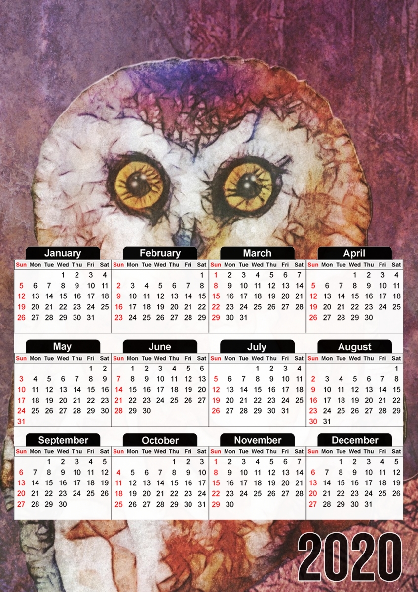  abstract cute owl for A3 Photo Calendar 30x43cm
