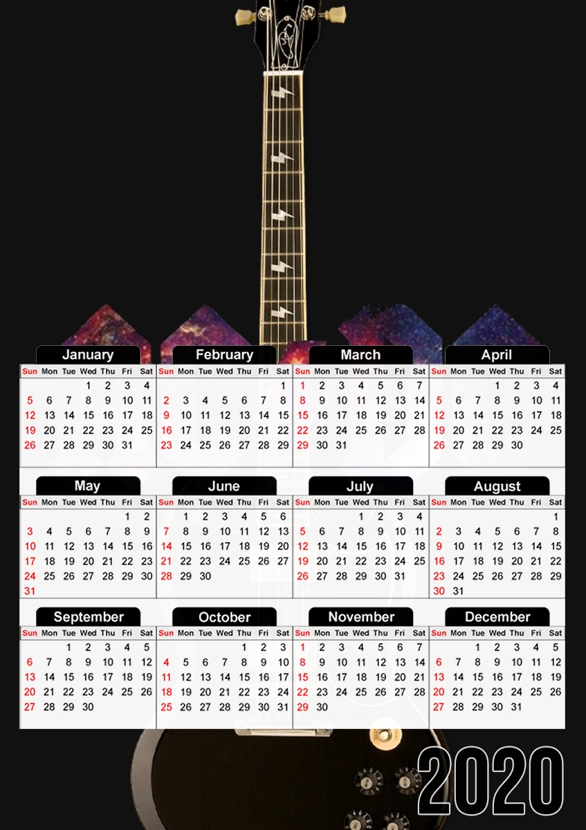  AcDc Guitare Gibson Angus for A3 Photo Calendar 30x43cm