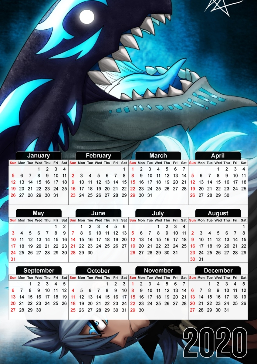  Acnalogia Fairy Tail Dragon for A3 Photo Calendar 30x43cm