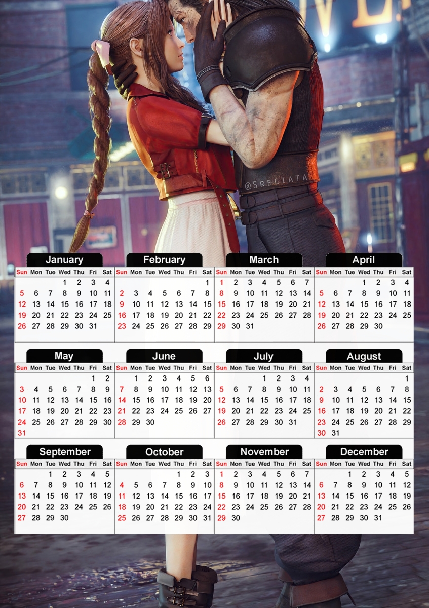  Aerith x Zack Fair First Love EVER for A3 Photo Calendar 30x43cm