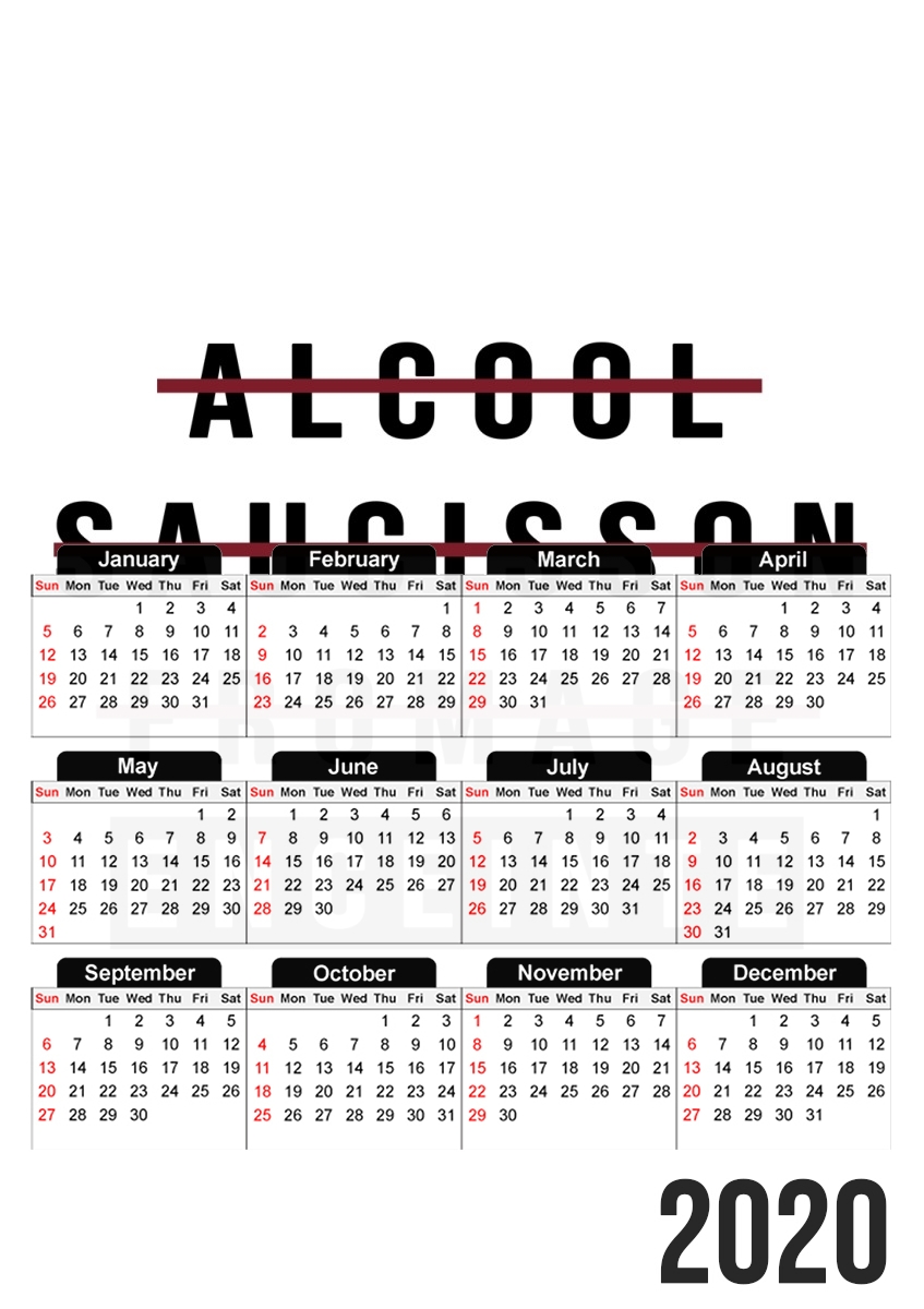  Alcool Saucisson Fromage Enceinte for A3 Photo Calendar 30x43cm