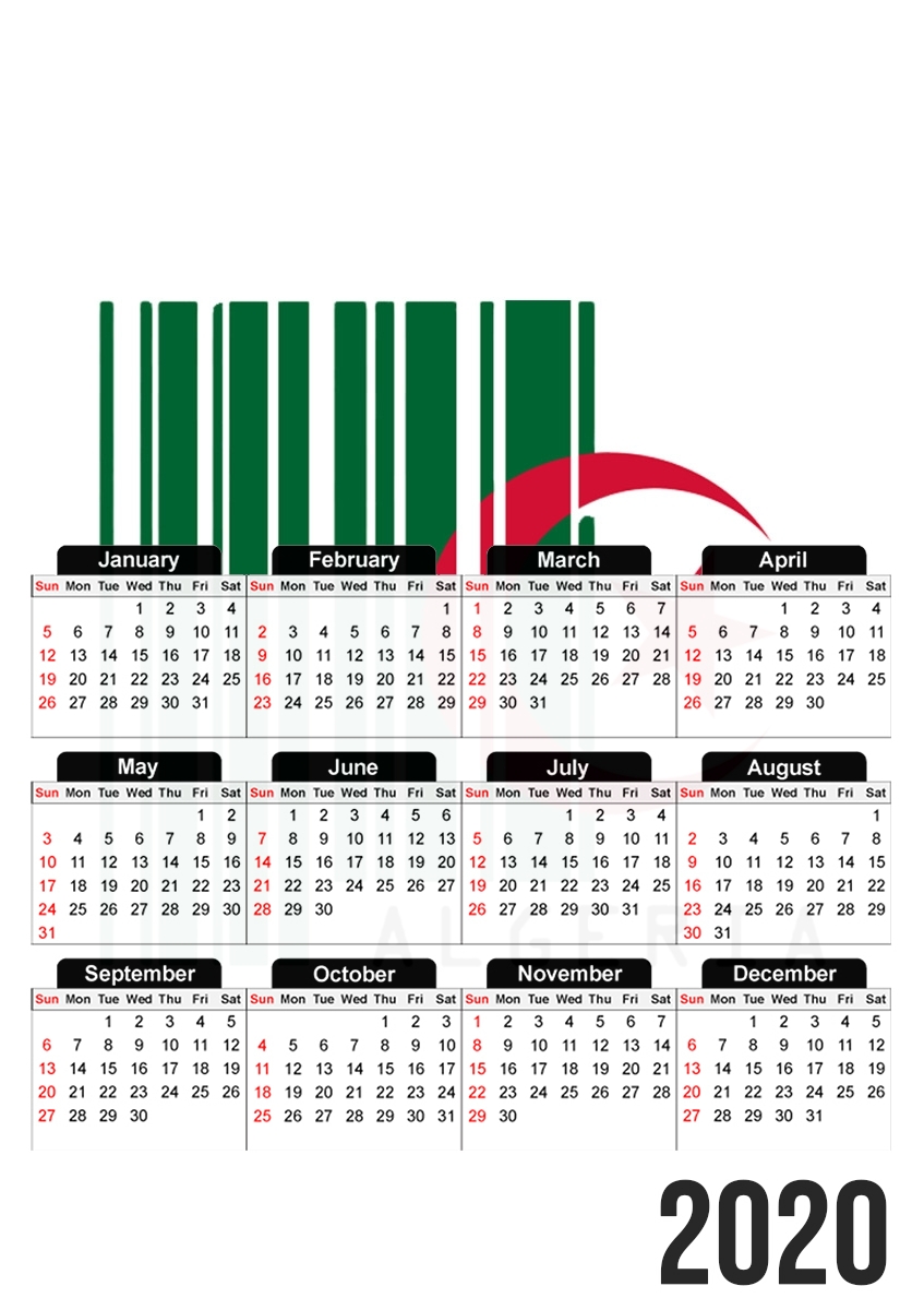  Algeria Code barre for A3 Photo Calendar 30x43cm