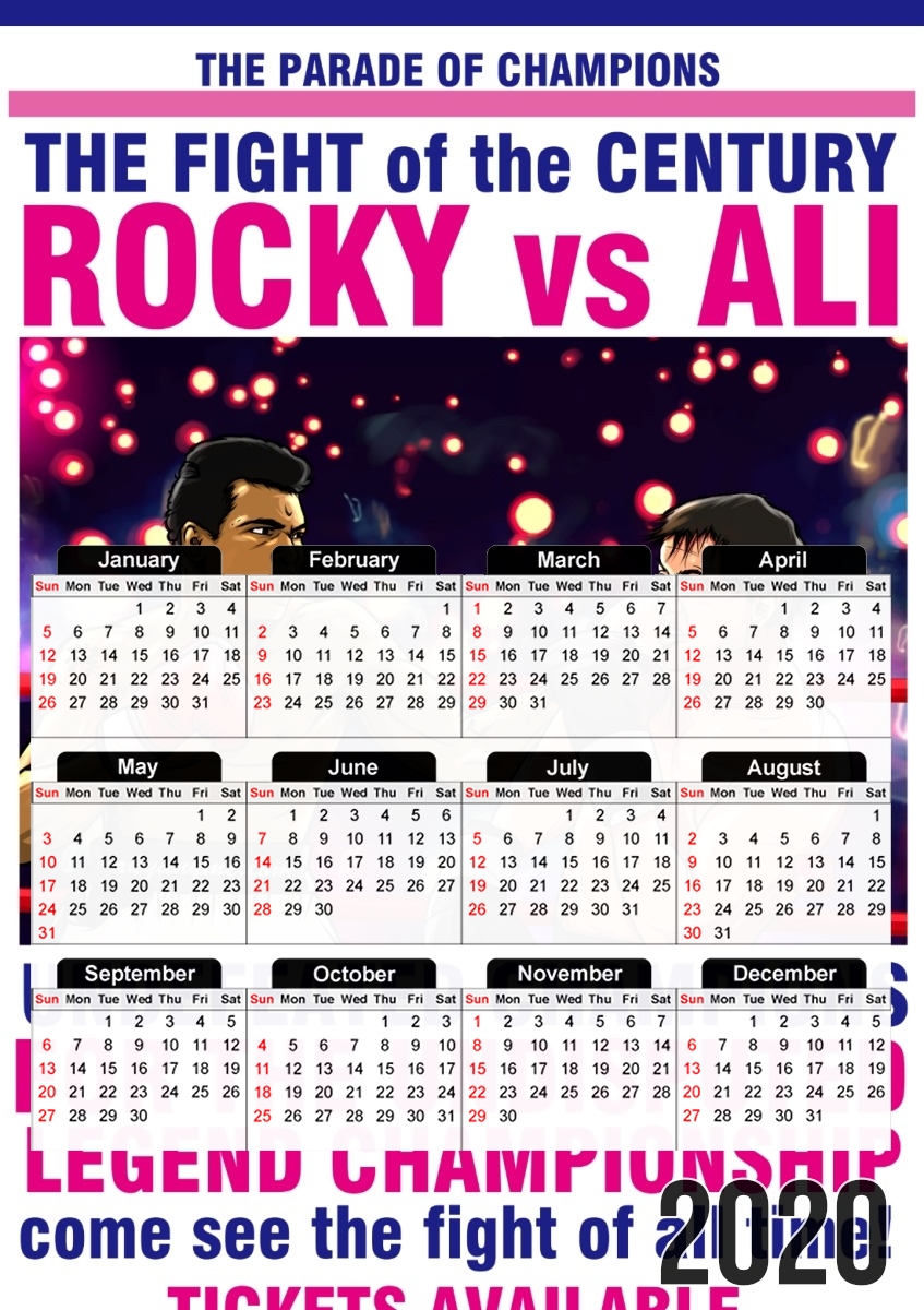  Ali vs Rocky for A3 Photo Calendar 30x43cm