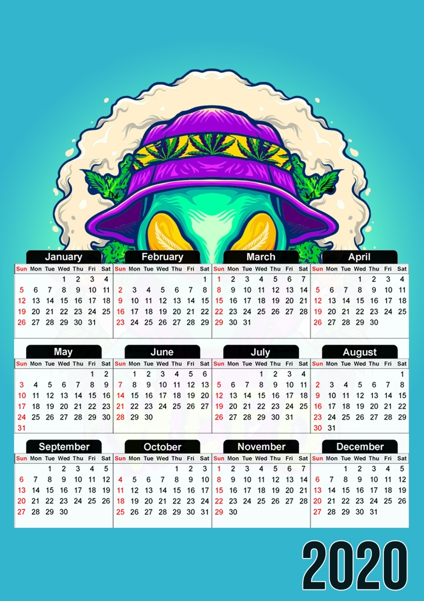  Alien smoking cannabis cbd for A3 Photo Calendar 30x43cm