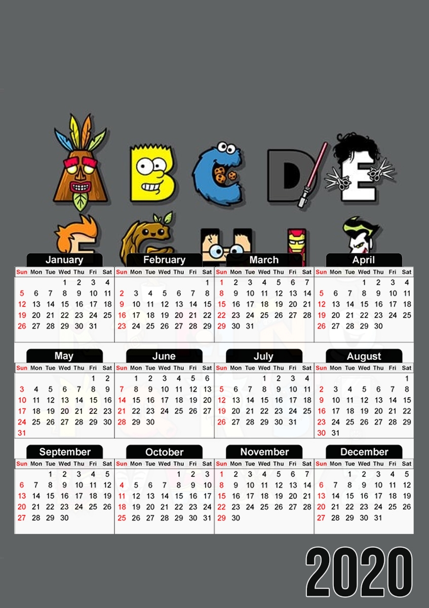  Alphabet Geek for A3 Photo Calendar 30x43cm