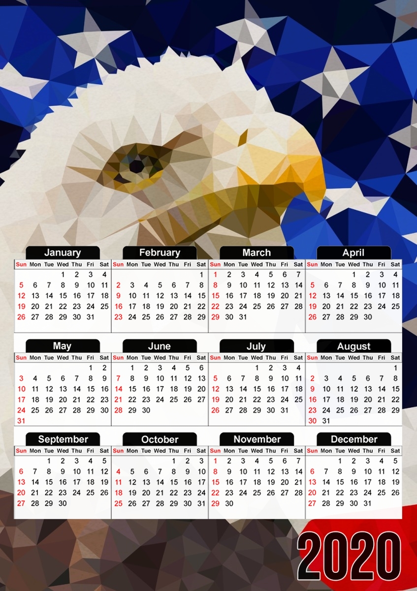  American Eagle and Flag for A3 Photo Calendar 30x43cm