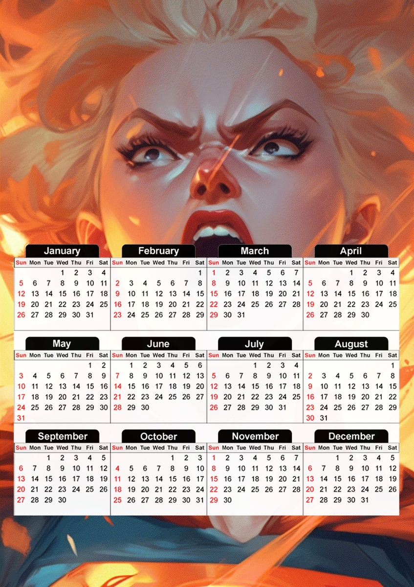  Angry Girl for A3 Photo Calendar 30x43cm