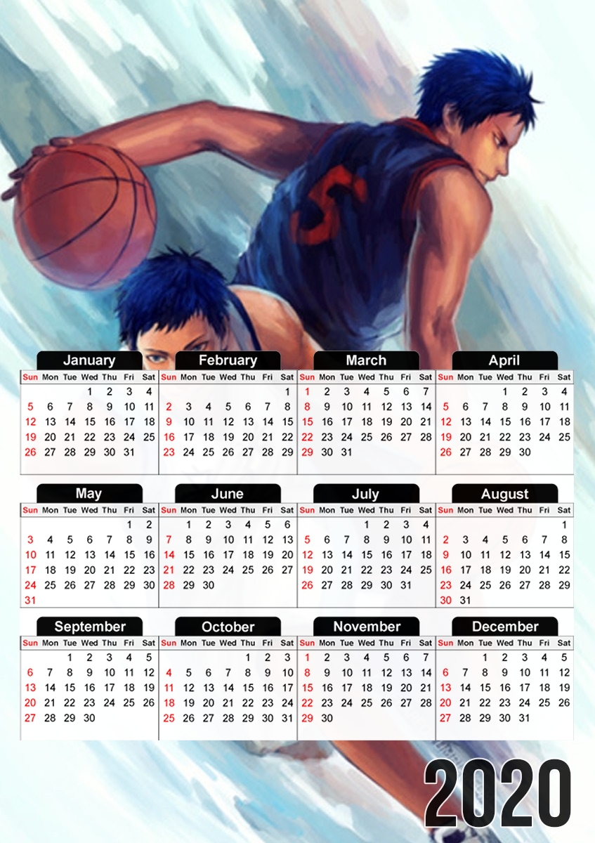  Aomine Basket Kuroko Fan ART for A3 Photo Calendar 30x43cm