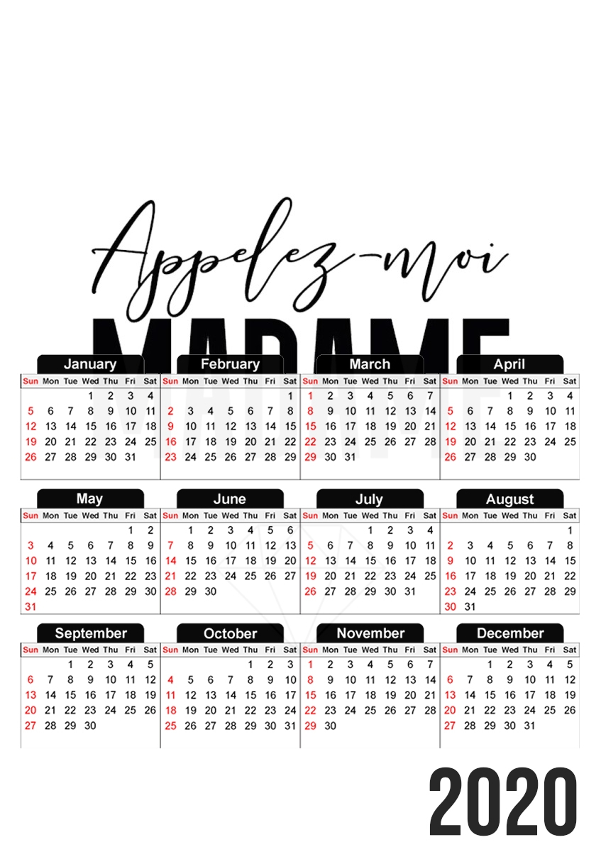  Appelez moi madame Mariage for A3 Photo Calendar 30x43cm