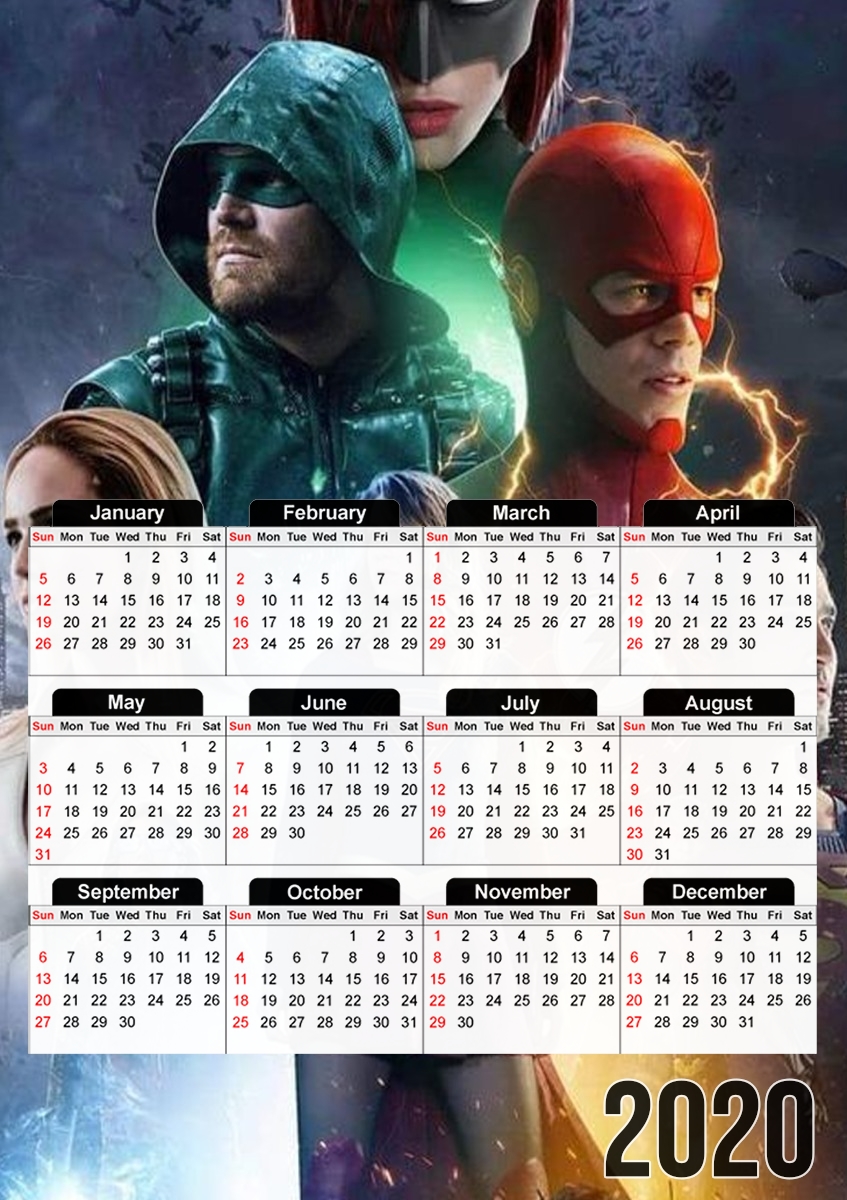  Arrowverse fanart poster for A3 Photo Calendar 30x43cm