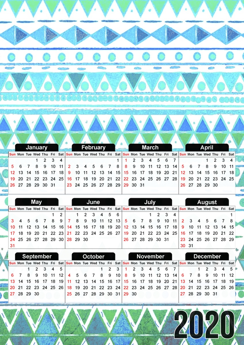  Aztec Aqua for A3 Photo Calendar 30x43cm