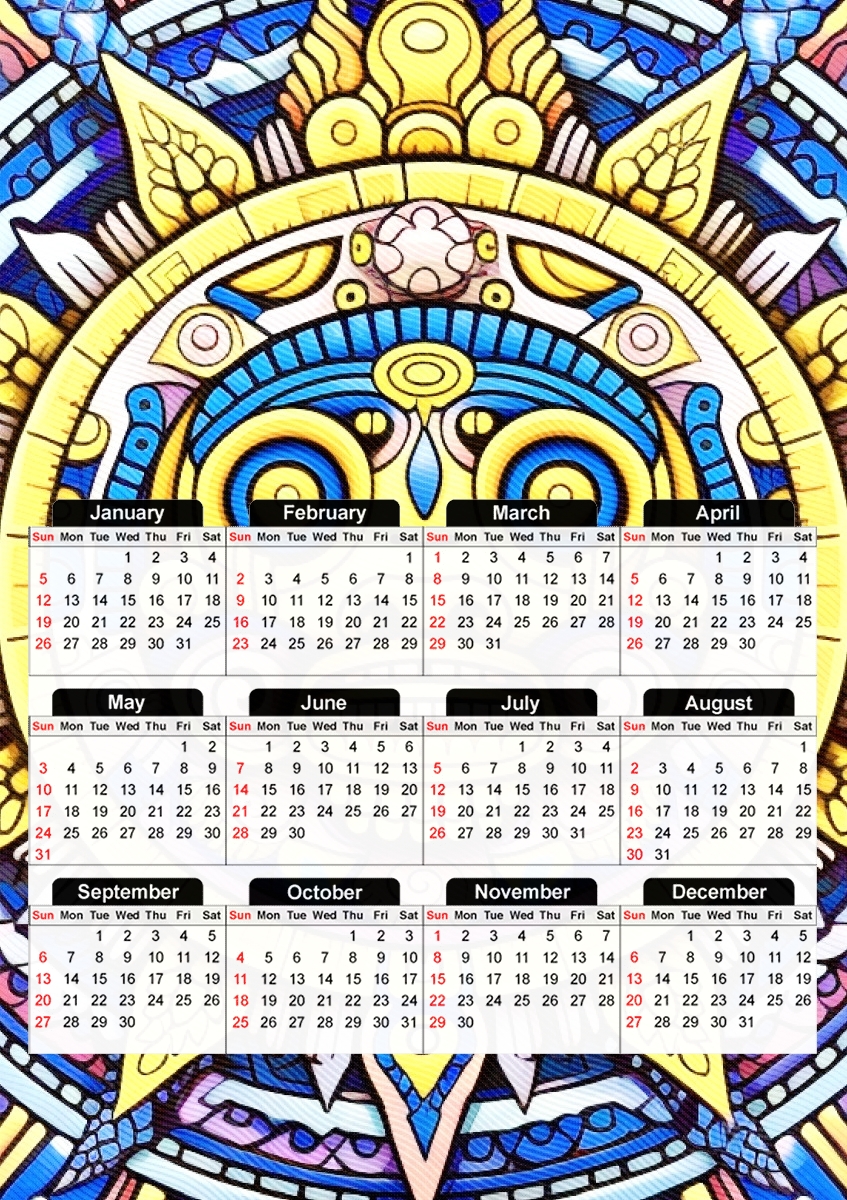  Aztec God Shield for A3 Photo Calendar 30x43cm