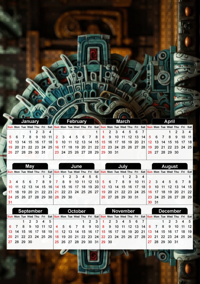  Aztec God for A3 Photo Calendar 30x43cm