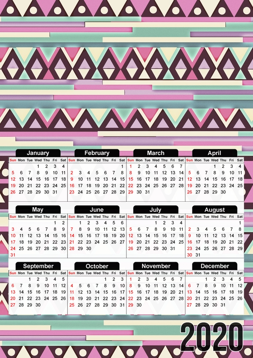  Aztec Pink And Mint for A3 Photo Calendar 30x43cm