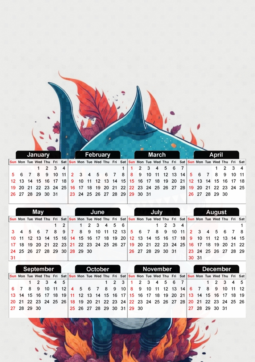  Baby Shark  for A3 Photo Calendar 30x43cm