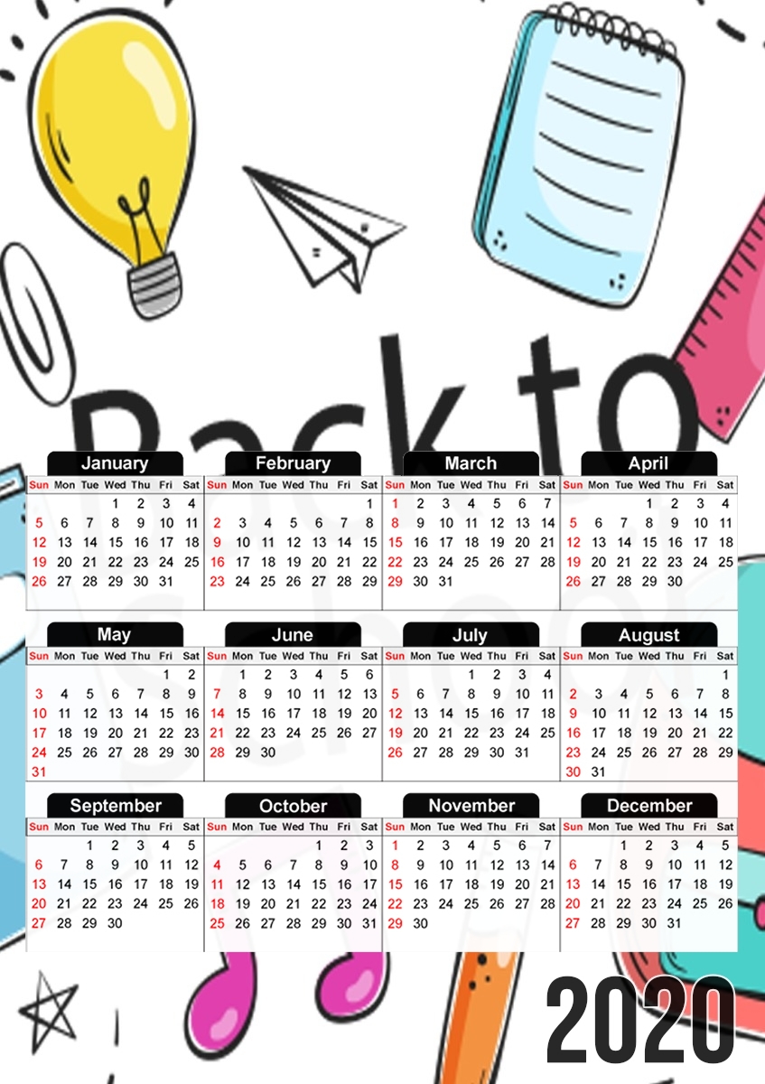  Back to school background drawing for A3 Photo Calendar 30x43cm