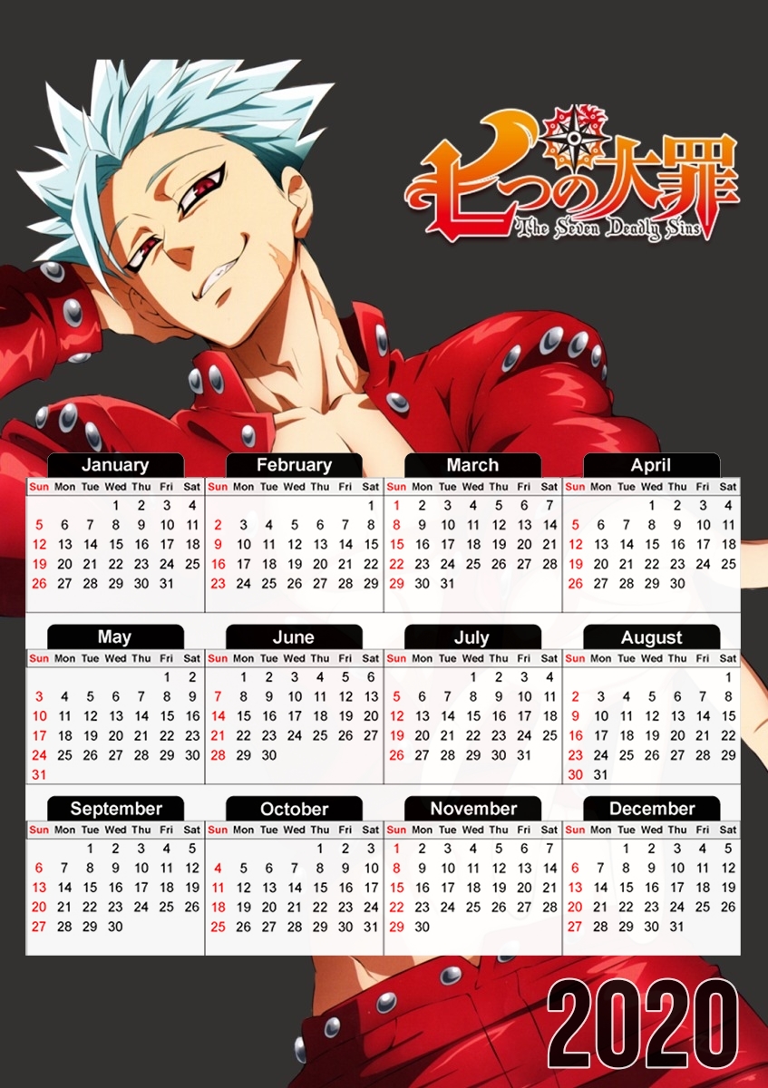  Ban Seven Deadly Sins for A3 Photo Calendar 30x43cm