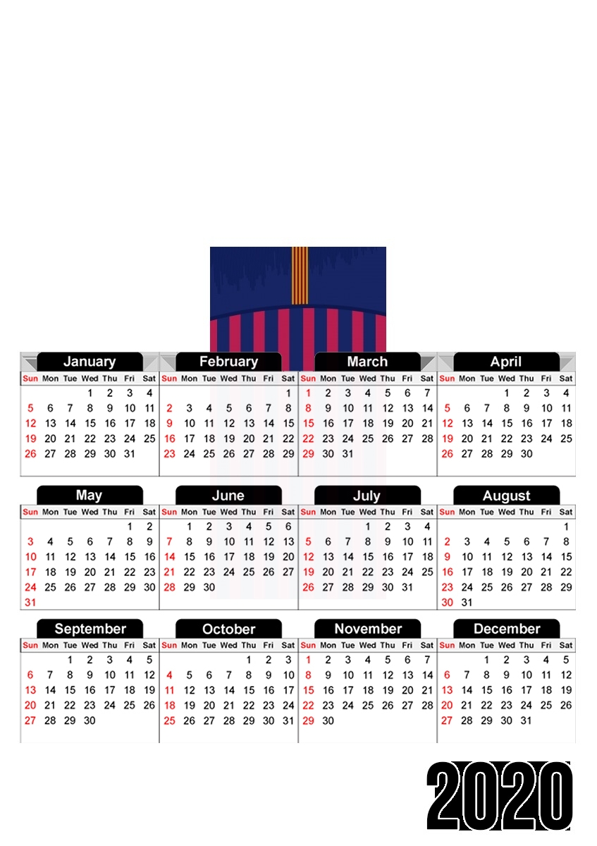  Barcelone Football for A3 Photo Calendar 30x43cm