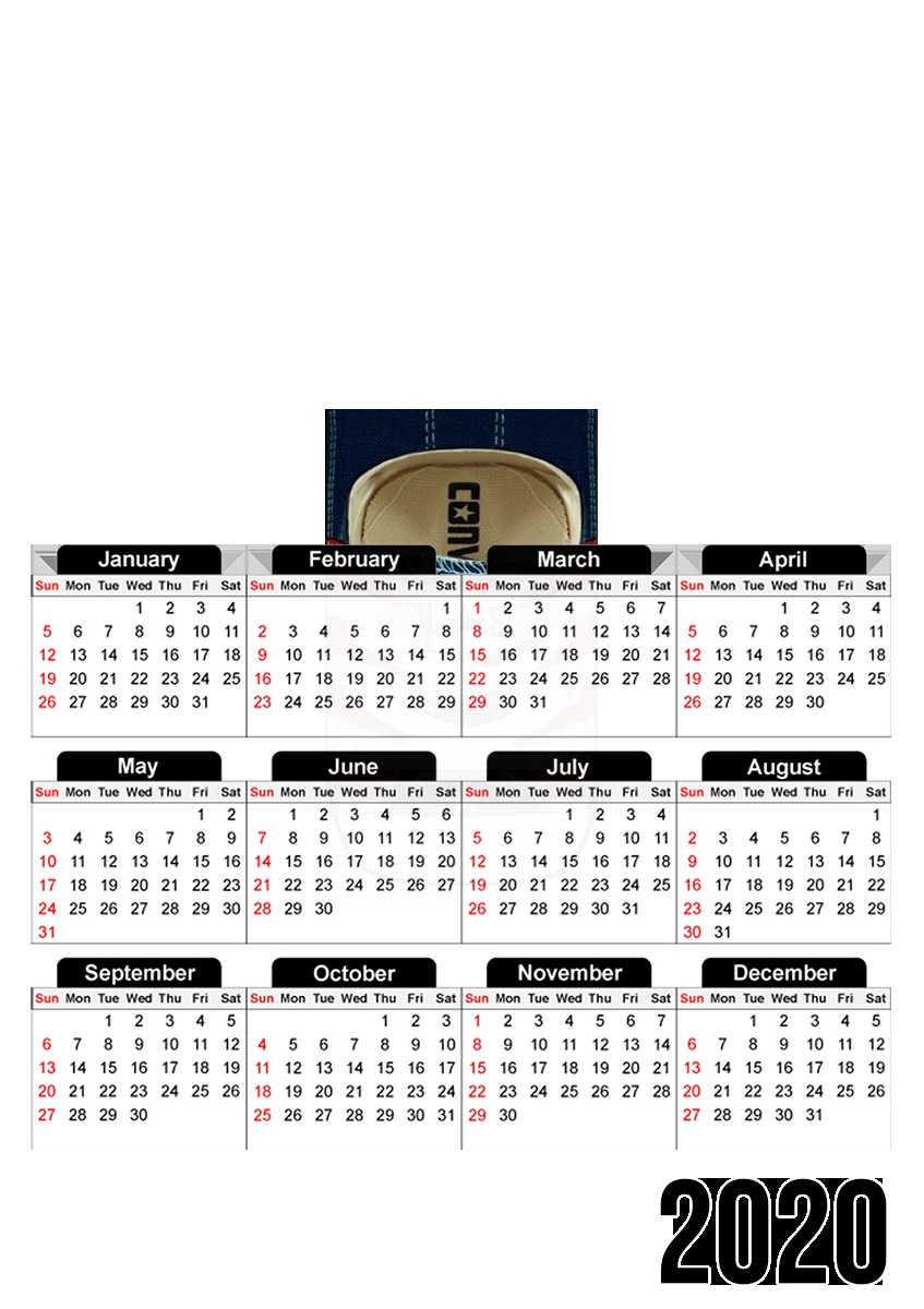  All Star Basket shoes USA for A3 Photo Calendar 30x43cm