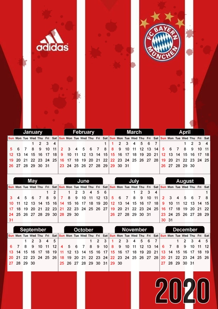  Bayern Munchen Kit Football for A3 Photo Calendar 30x43cm