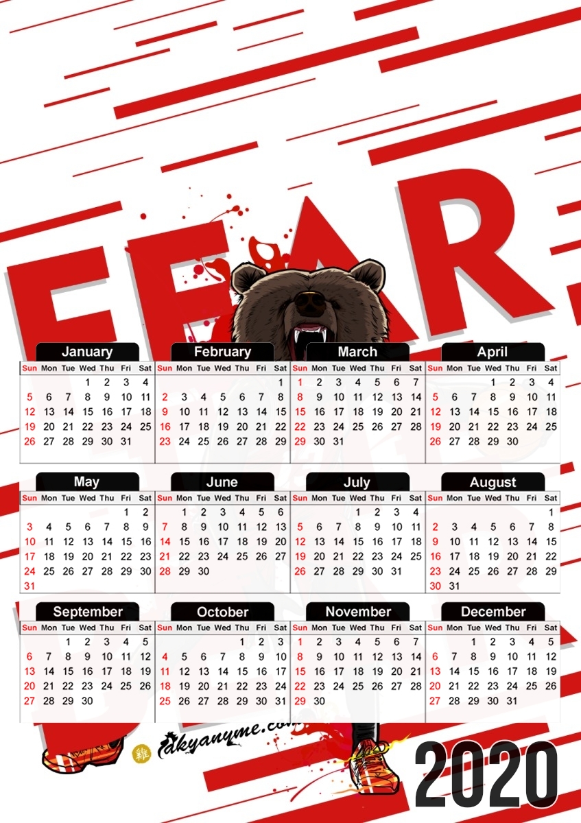  Beasts Collection: Fear the Bear for A3 Photo Calendar 30x43cm