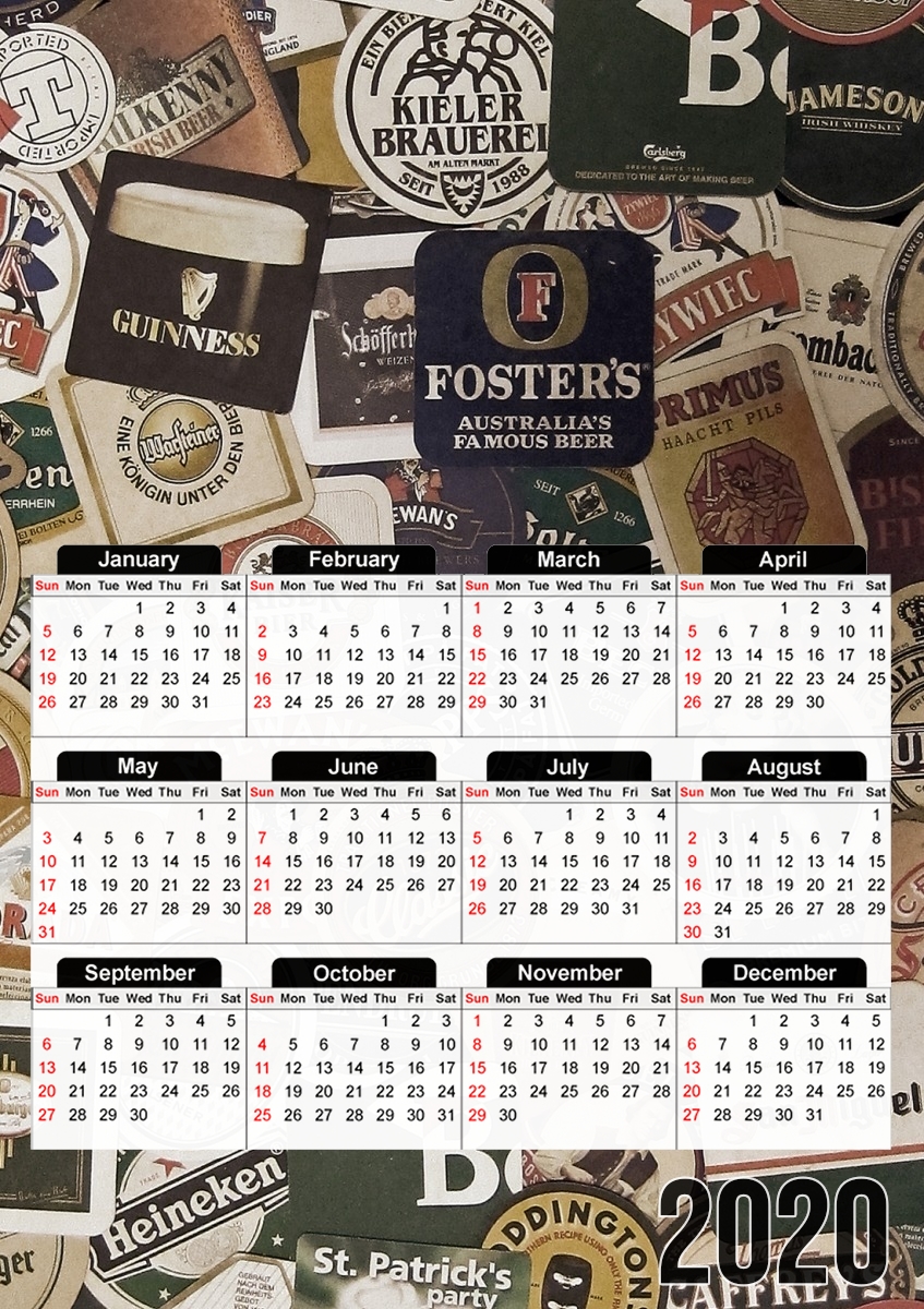  Beers of the world for A3 Photo Calendar 30x43cm