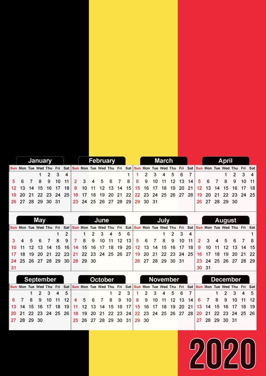  Belgium Flag for A3 Photo Calendar 30x43cm