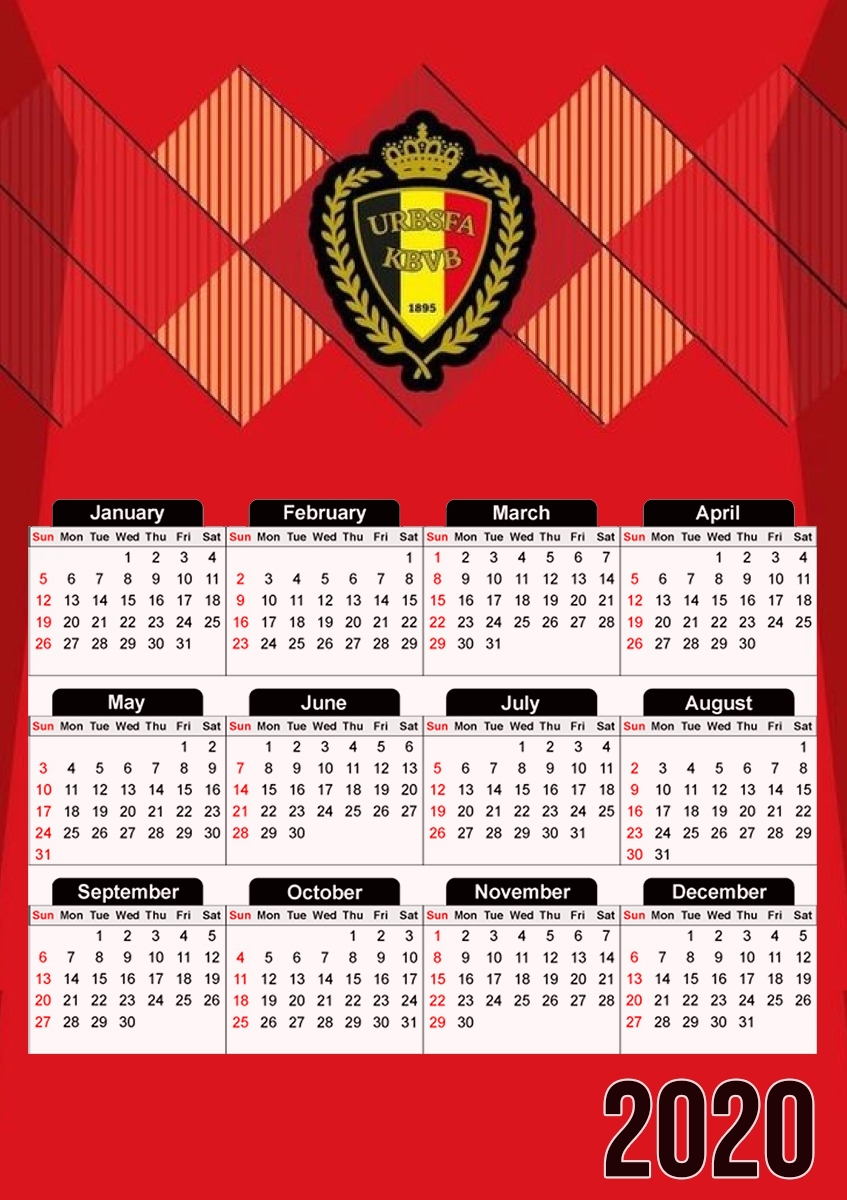  Belgium Football 2018 for A3 Photo Calendar 30x43cm