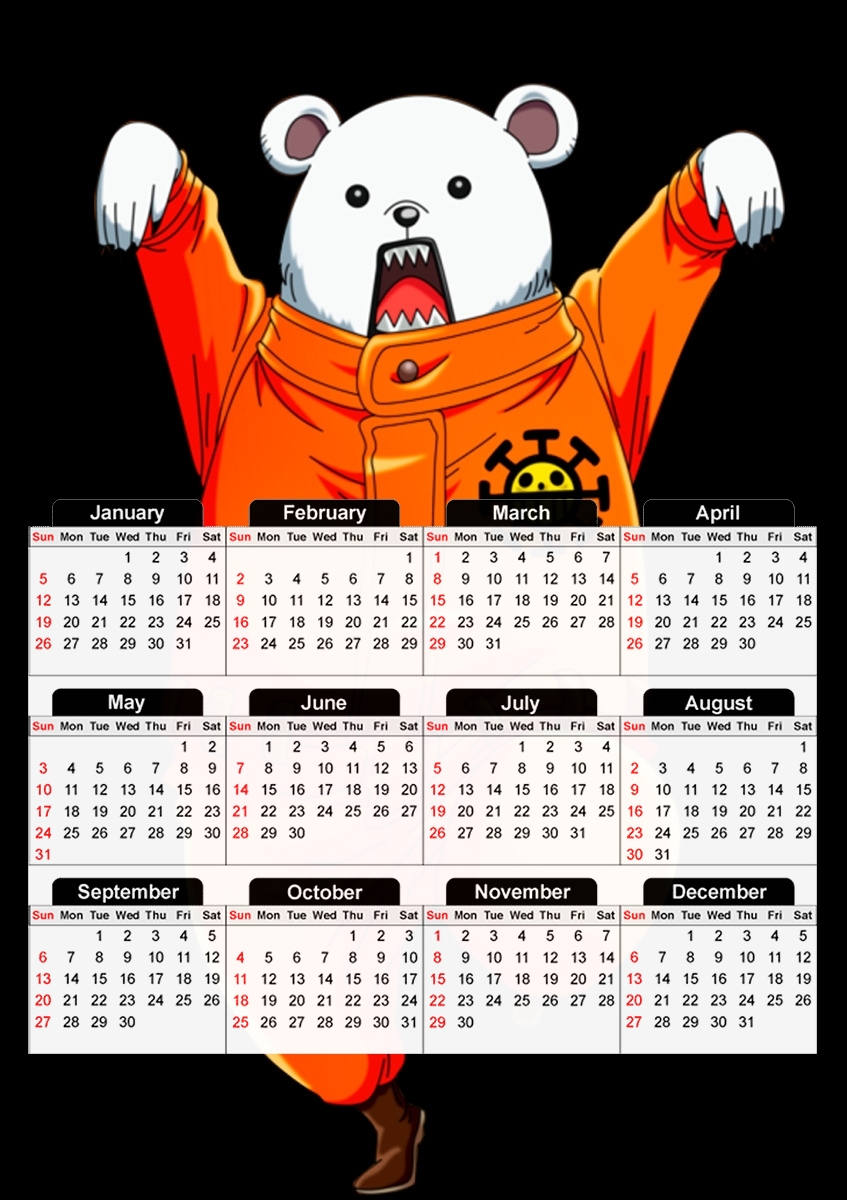  Bepo Pirats One Piece for A3 Photo Calendar 30x43cm