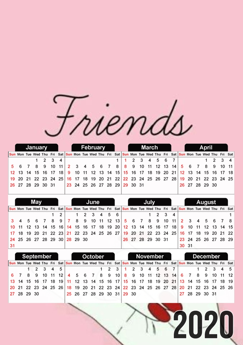  BFF Best Friends Pink Friends Side for A3 Photo Calendar 30x43cm