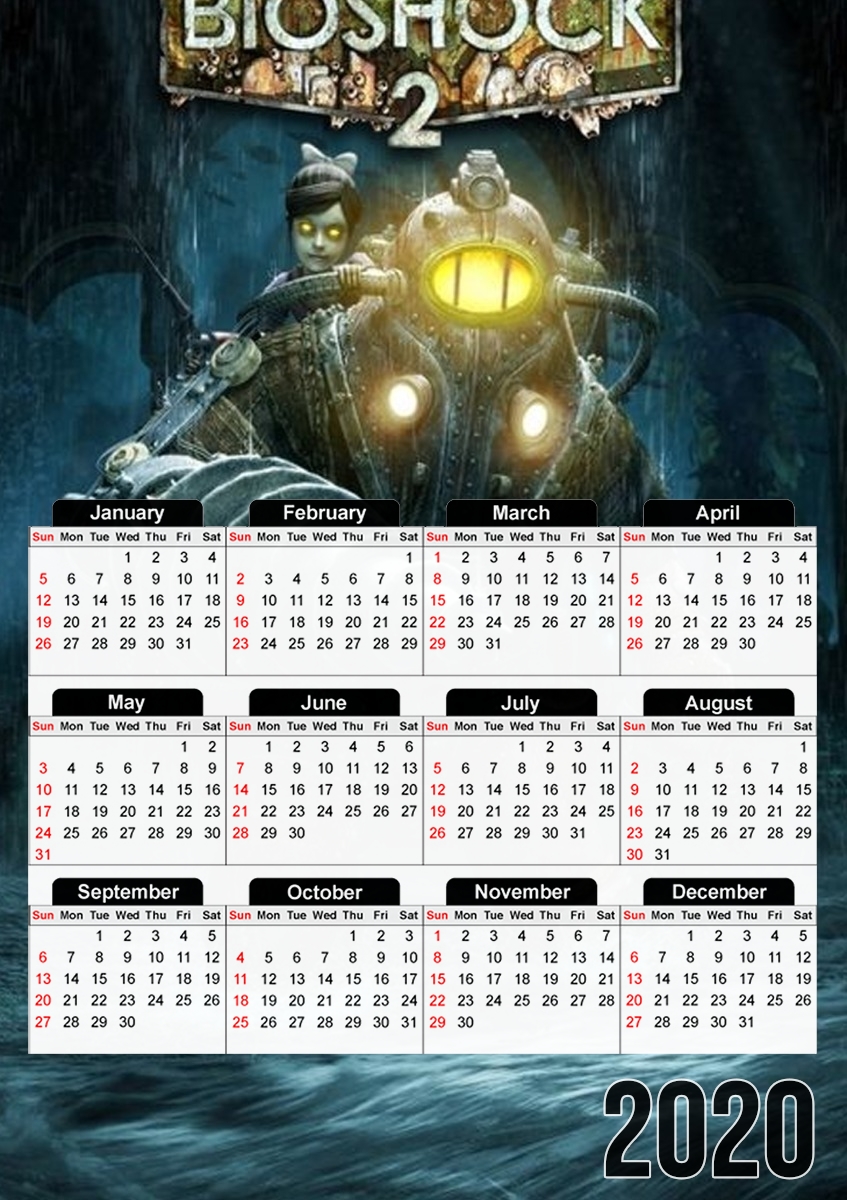  Big Daddy x Rosie Bioshock Art for A3 Photo Calendar 30x43cm