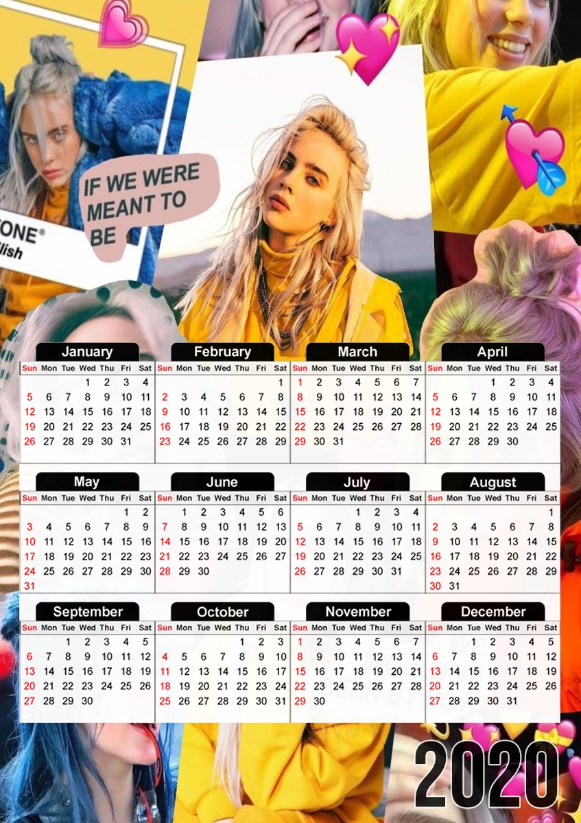  billie eilish collage for A3 Photo Calendar 30x43cm