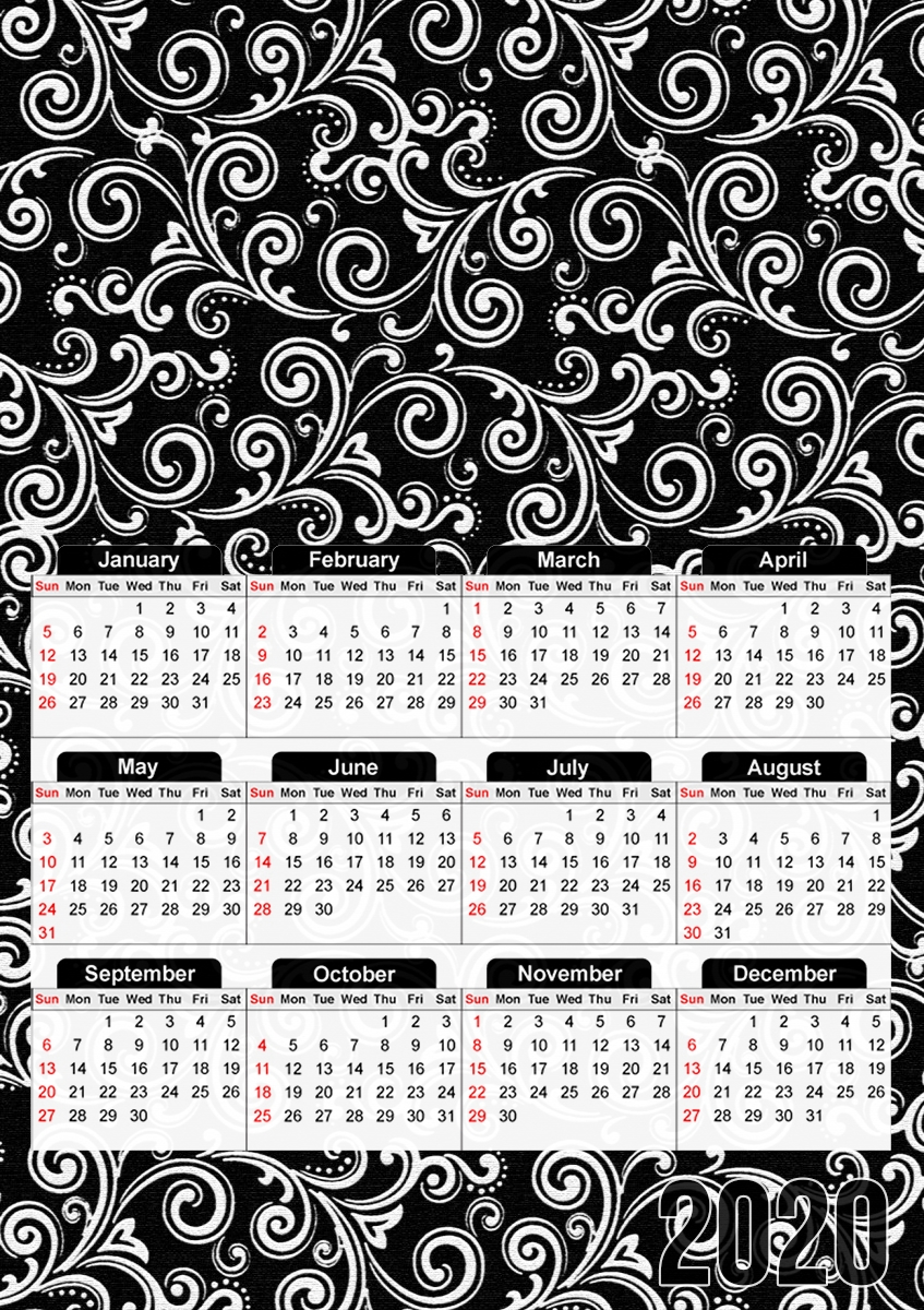  black and white swirls for A3 Photo Calendar 30x43cm